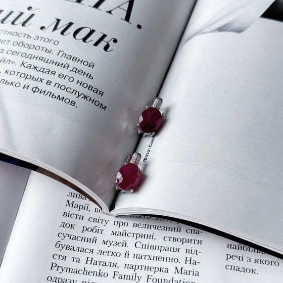 Срібні сережки з рубіном 7,507 карата