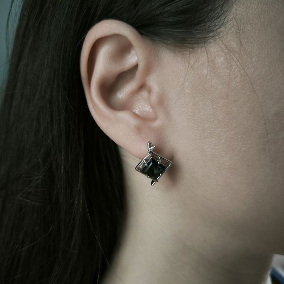 Серебряные серьги с топазом Лондон Блю 3.008ct