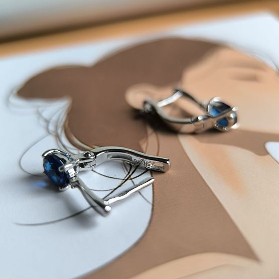 Срібні сережки з сапфіром nano 1.163ct