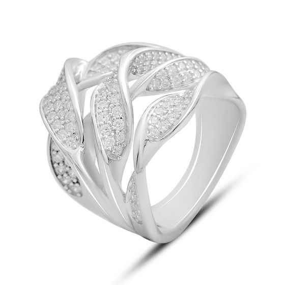 Silver ring with phianites, semallu