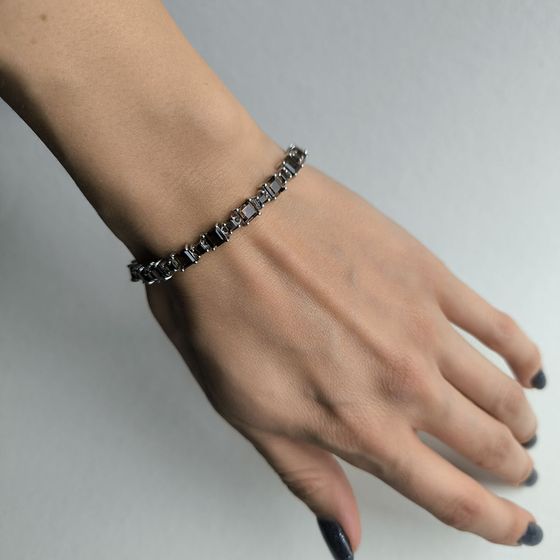 Серебряный браслет с раухтопазом (дымчатым кварцем)