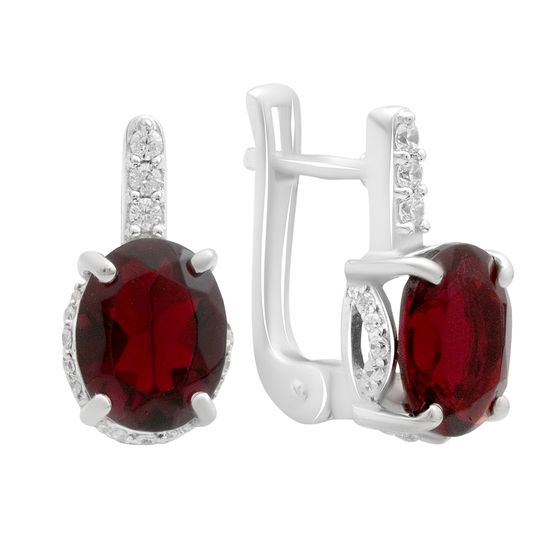 Silver earrings with garnet nano