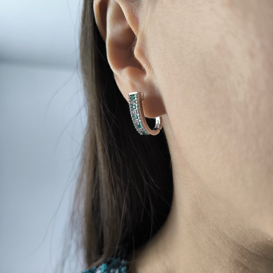 Silver earrings with emerald nano 1.102ct