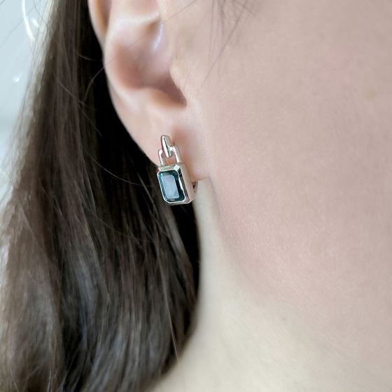 Серебряные серьги с топазом Лондон Блю 2.883ct