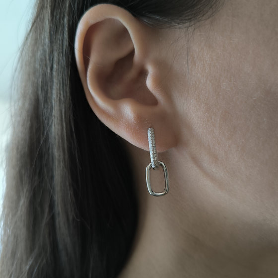 Silver earrings with Phianites