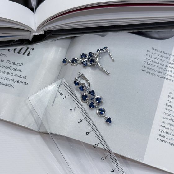 Silver earrings with sapphire nano 3.155ct