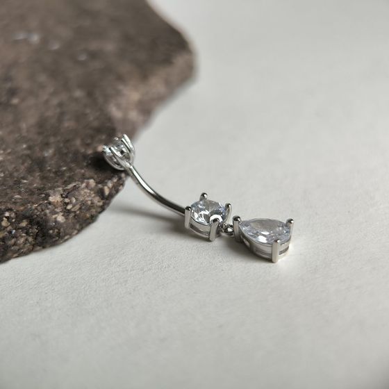 Серебряный пирсинг с фианитами