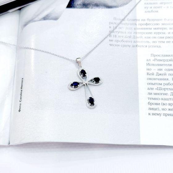 Срібне кольє з сапфіром 1.152ct