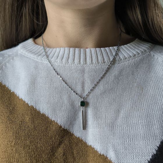 Silver pendant with a 0.605-carat nano emerald