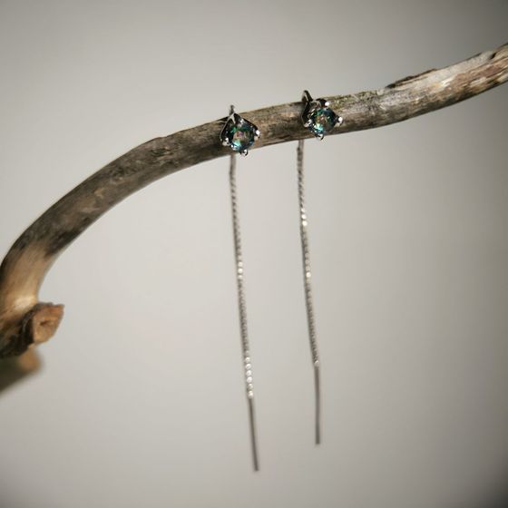 Срібні сережки з містик топазом 0.49ct