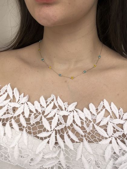 Silver necklace with phianites