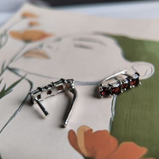 Срібні сережки з гранатом 2,863 карата