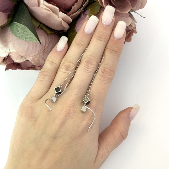 Серебряные серьги с емаллю