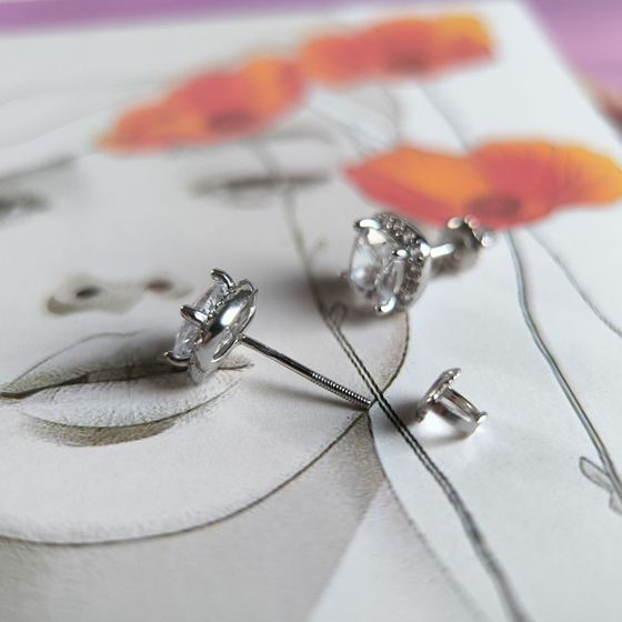 Срібні сережки з фіанітами