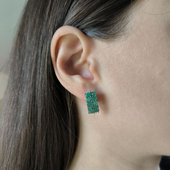 Срібні сережки зі смарагдом 3.628ct