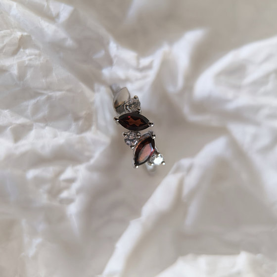 Silver ring with garnet
