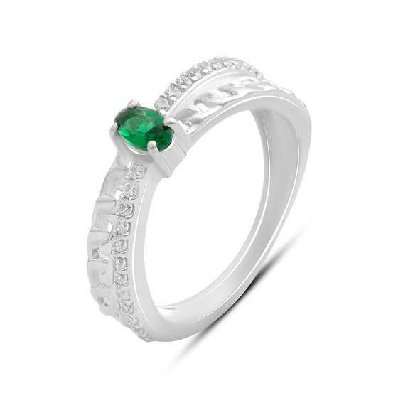 Срібна каблучка зі смарагдом nano 0.518ct