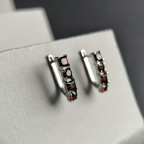 Срібні сережки з гранатом 2,863 карата