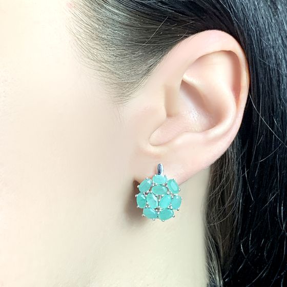 Серебряные серьги с изумрудом 2.192ct