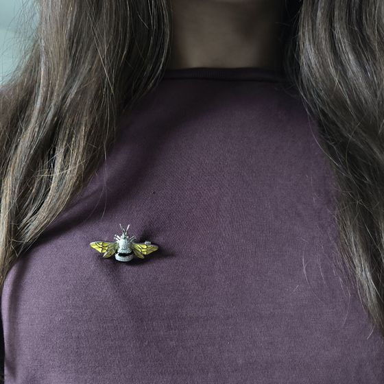 Silver brooch with yemallu, phianites