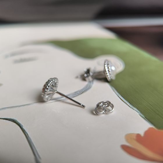 Срібні сережки з перлами, фіанітами