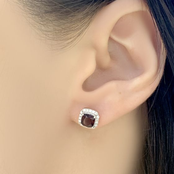Серебряные серьги с гранатом 1.891ct