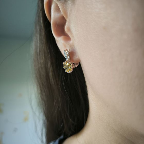 Срібні сережки з цитрином nano 3.142ct