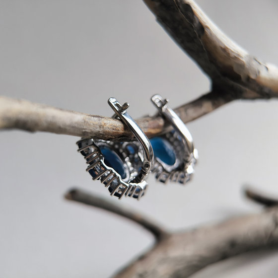 Срібні сережки з сапфіром nano 9.87ct