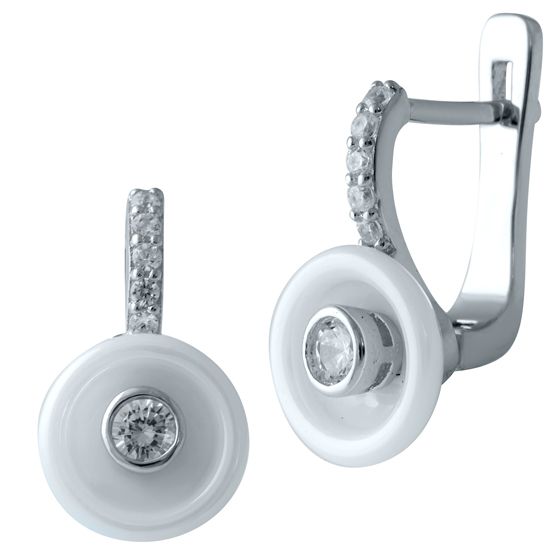 Срібні сережки з , керамікою