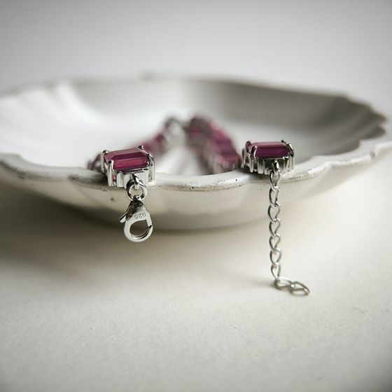 Silver bracelet with ruby