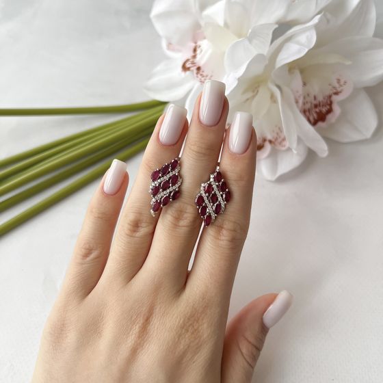 Срібні сережки з рубіном 7.101ct