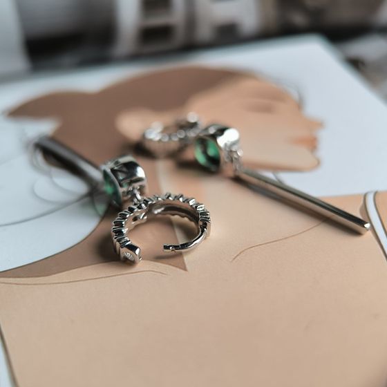 Срібні сережки з агатом 1.55ct