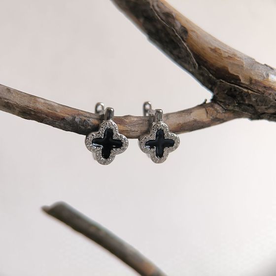 Срібні сережки з емаллю