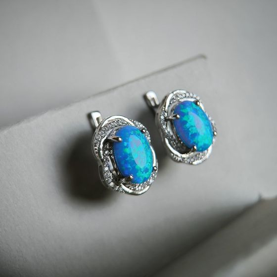 Срібні сережки з опалом 5.625ct