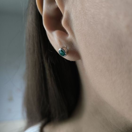 Срібні сережки з агатом 0.917ct