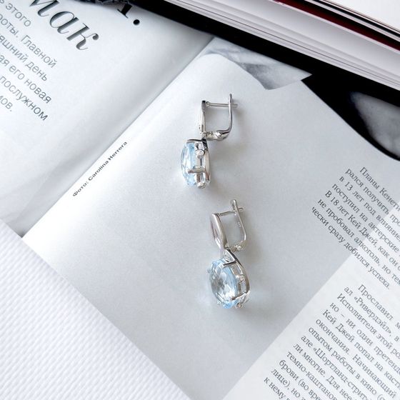 Серебряные серьги с топазом 12.97ct