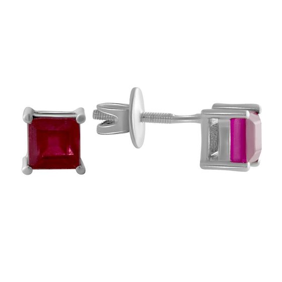 Silver Earrings with a 2.02-carat Ruby
