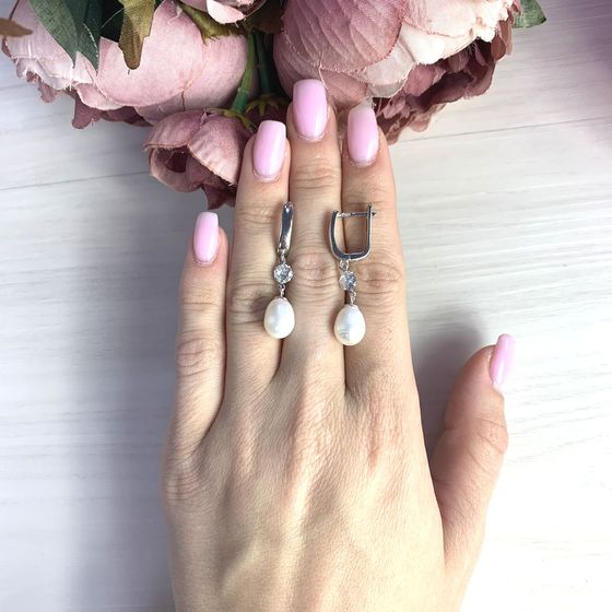 Срібні сережки з перлами 8ct