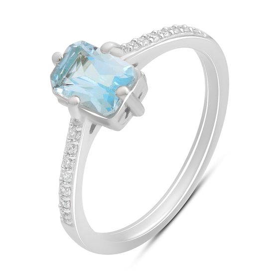 Срібна каблучка з топазом 1.402ct, фіанітами