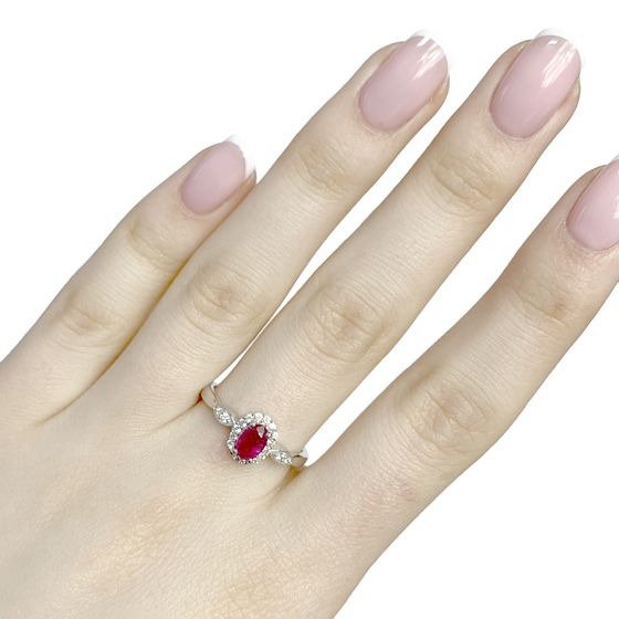 Silver ring with a ruby