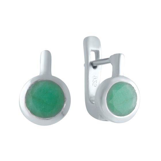 Silver earrings with a 1.588-carat emerald