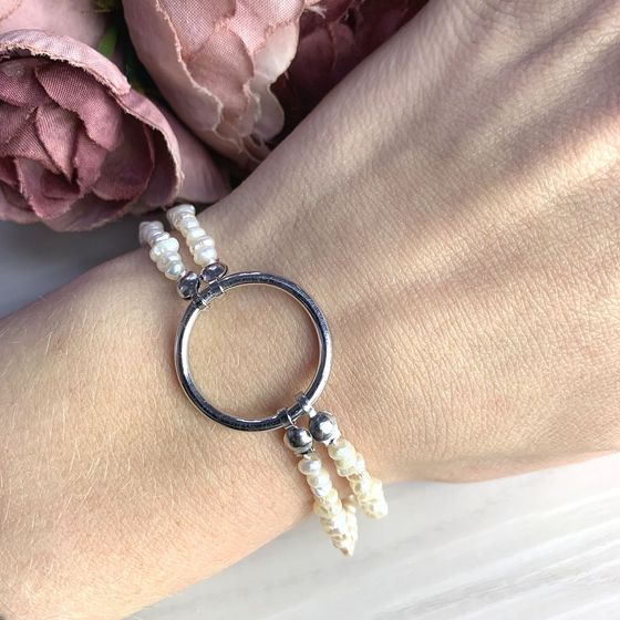 Silver bracelet with baroque pearls