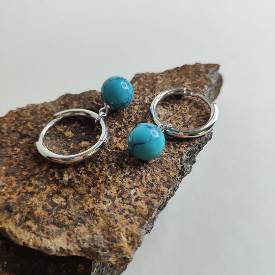 Срібні сережки з бірюзою