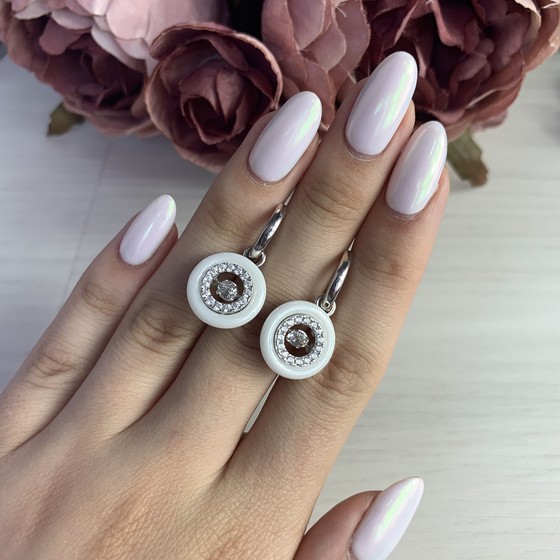 Silver earrings with ceramics
