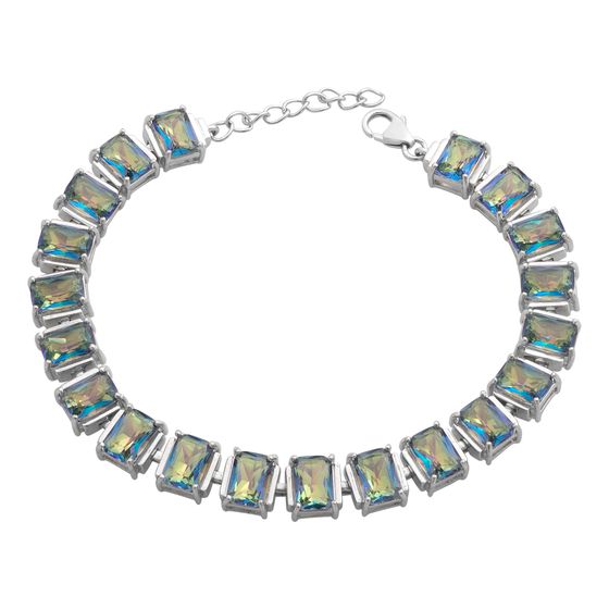 Silver bracelet with mystic topaz