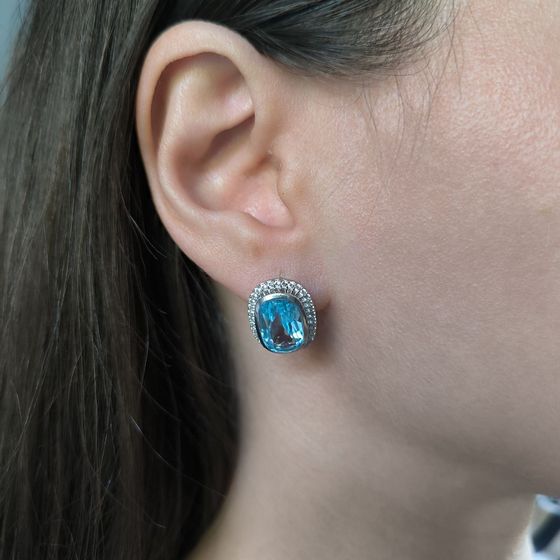 Серебряные серьги с топазом 10.17ct