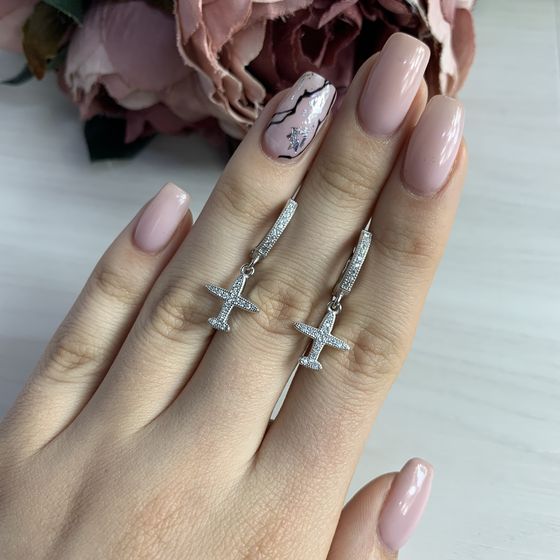 Срібні сережки з фіанітами