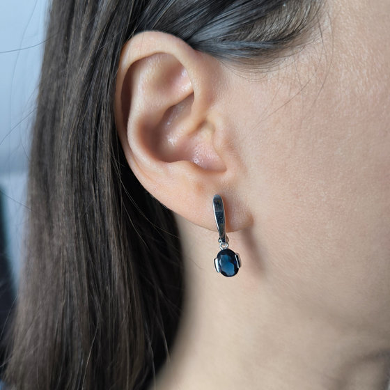 Срібні сережки з сапфіром nano 1.825ct