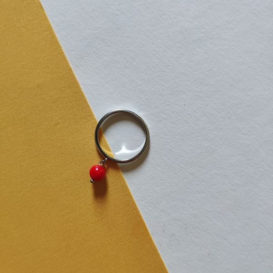 Silver ring with coral