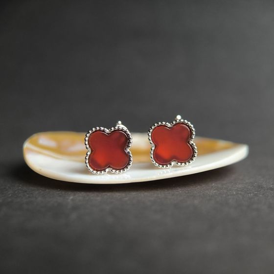 Silver earrings with agate